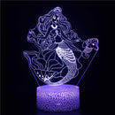 Beautiful Disney Mermaid Princes Ariel Cartoon LED Night Light Children Kids LED Nightlamp Girls Gifts 3d Decorative Table Lamp