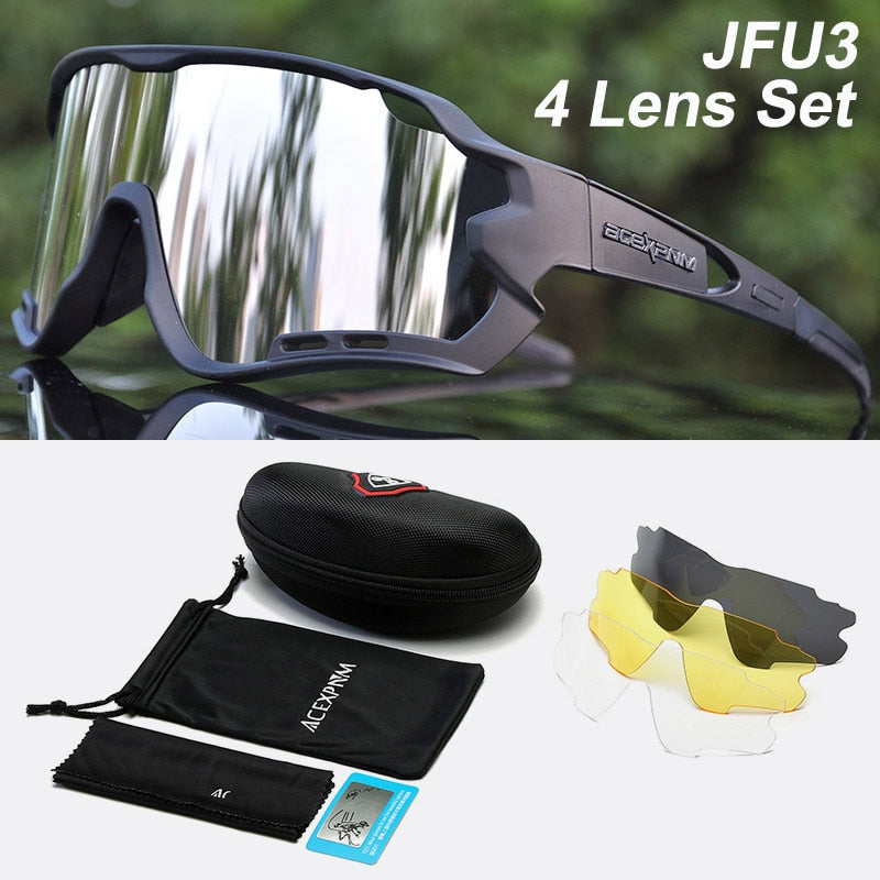 ACEXPNM Polarized Mountain Bike Cycling Glasses Outdoor Sports Cycling Goggles UV400 4 Lens Cycling Eyewear Men Women Sunglasses
