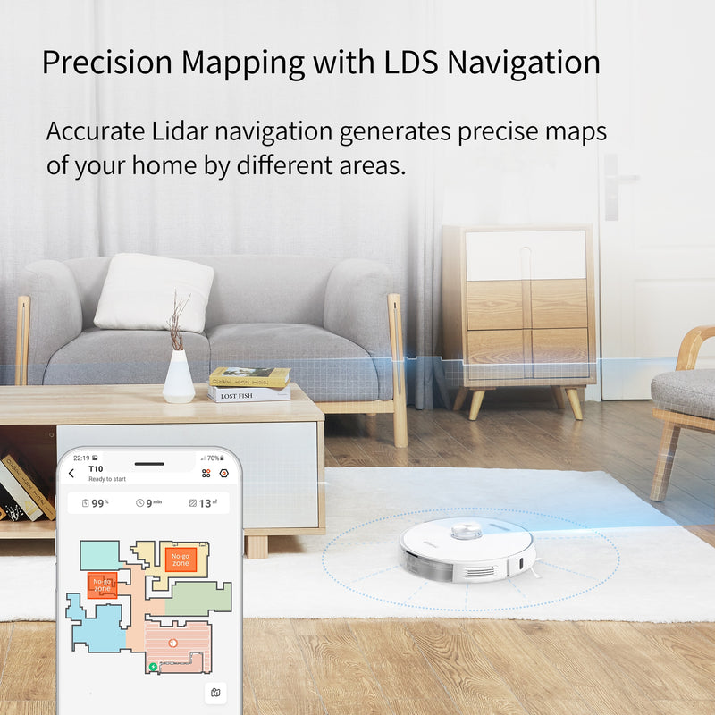 Ultenic T10 Roboter-Staubsauger LDS-Navigation, 3 kPa Saugleistung, 200 Minuten Laufzeit, automatische Aufladung und 4,3 l Staubkapazität, intelligentes Haushaltsgerät