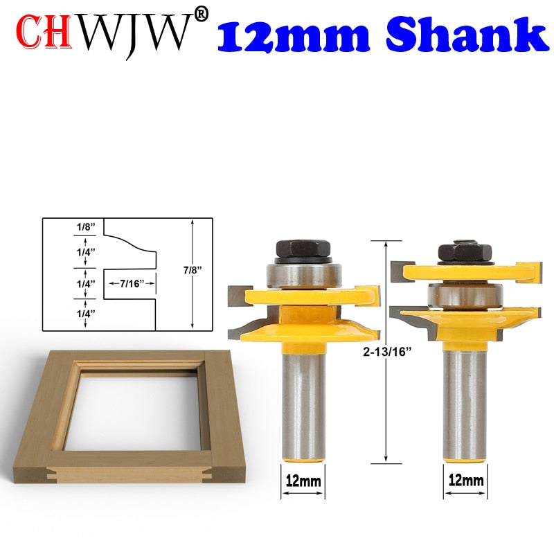 1-3PCS12mm Shank Rail & Stile Router Bits-Matched Standard Ogee door knife Woodworking cutter Tenon Cutter for Woodworking Tools