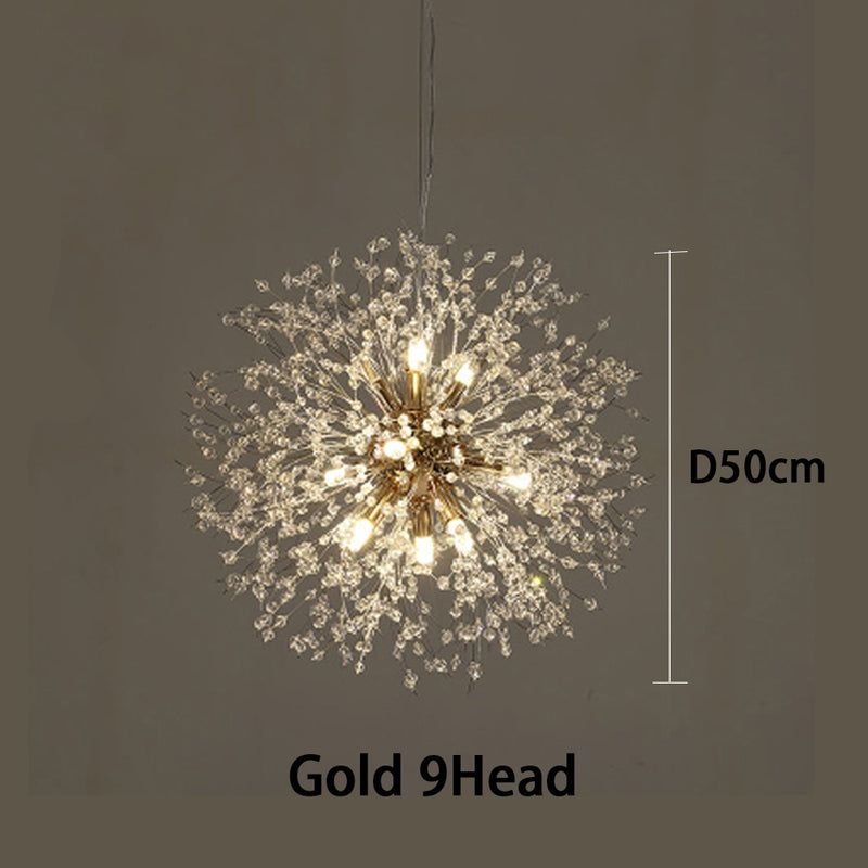 Crystal snowflake chandelier For Living Room Kitchen Rectangle Globe Dandelion chandelier Nordic Decor round led ceiling lamp