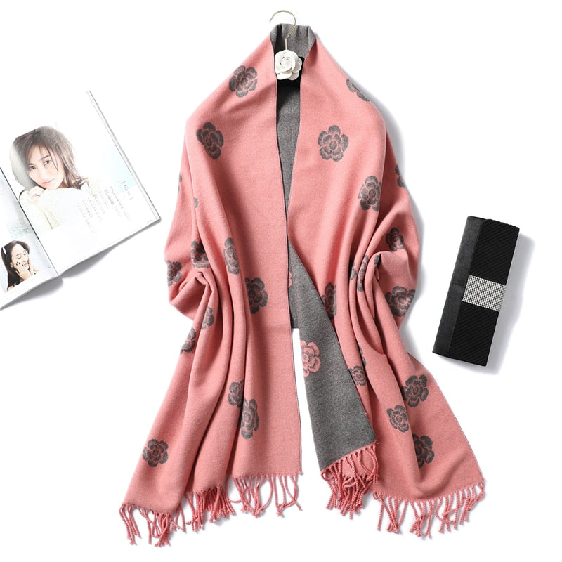 Winter Cashmere Scarf Women Thick Warm Shawls Wraps Lady Solid Scarves Fashion Tassels Pashmina Blanket Quality Foulard 2022 New