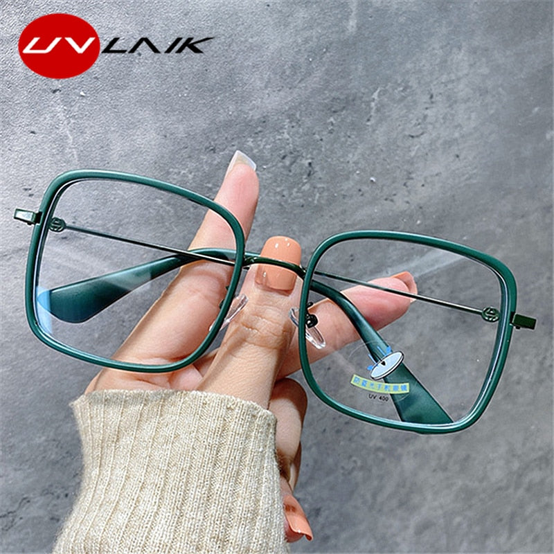 UVLAIK Transparent Computer Glasses Frame Women Men Anti Blue Light Round Eyewear Blocking Glasses Optical Spectacle Eyeglass