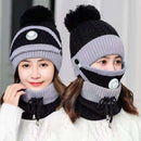 2020 New 3 Pieces Set Women's Knitted Hat Scarf Caps Neck Warmer Winter Hat For Ladies Girls Skullies Beanies Warm Fleece Caps