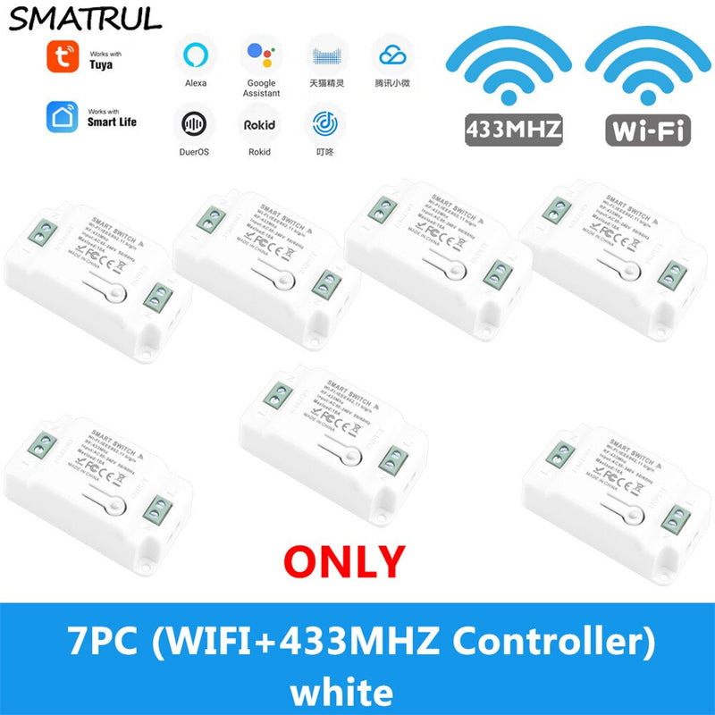 SMATRUL Tuya Smart Life Home APP WiFi + RF 433 MHz Schalter Licht Wand Relais Timer Modul Stimme Google Home Alexa 110 V 220 V 10 A Lampe