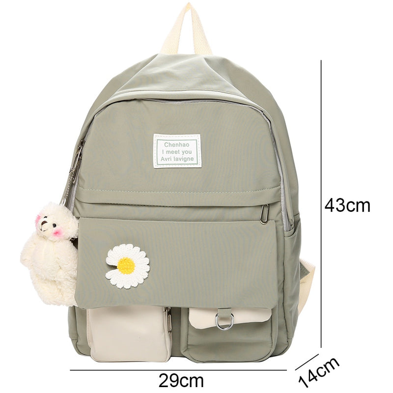 College Student Damen niedlich Rucksack Frauen Blume weibliche Harajuku Schultaschen Buch Kawaii Rucksack Nylon Mädchen trendige Tasche Mode