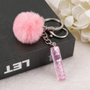 1PC Keyring Pink Color English Letter Keychain with Puffer Ball  26 English word Glitter Resin A TO Q Handbag Charms for Woman