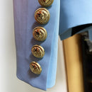 HIGH STREET Newest 2022 Designer Jacket Fashion Women's Classic Slim Fitting Double Breasted Lion Buttons Blazer Baby Blue