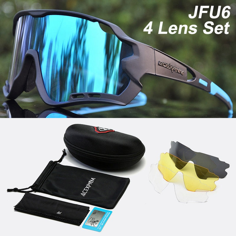 ACEXPNM, gafas polarizadas para bicicleta de montaña, gafas para deportes al aire libre, gafas para ciclismo UV400, 4 lentes, gafas para ciclismo, gafas de sol para hombres y mujeres