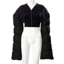 Sisterlinda Spring Patchwork Down Puffer Coat Women Jacket Extra Long Sleves Warm Bubble Christmas Cropped Outerwear Lady Outfit