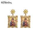 2020 Antique Dangle Earrings Mother of God Virgin Mary Retro Paintings Glass Cabochon Mandala Pendants Jewelry for Women