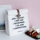 Cotton Lunch Box Bag Simple Letters Insulation Picnic Pack Fresh Cloth Bag Food Container V-coool Students Travel Container