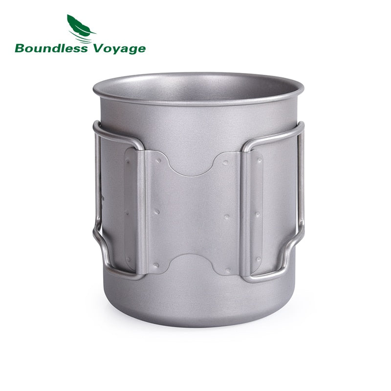 Boundless Voyage 420ml Titanium Cup With Cup Lid Camping Mug Outdoor Water Tea Cup