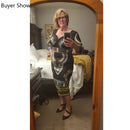 African Ladies Dresses Elegant Wrist High Waist V Neck Vintage For Work Office Business Fashion Slim Vestidos Dress Midi 2023