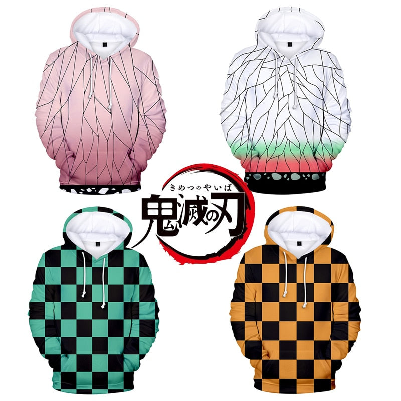 Anime Demon Slayer Hoodies Kimetsu no Yaiba Hoodie Sweatshirts Cosplay Kamado Nezuko Kamado Tanjirou Pullover Cosplay Costome