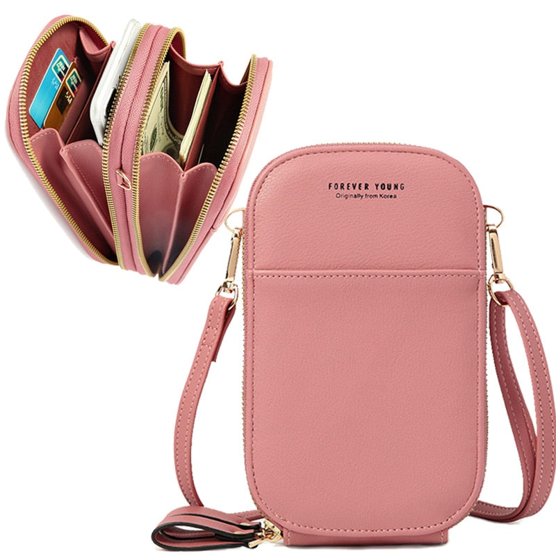 Mini bolso de hombro con bolsillo para teléfono de diseñador para mujer, bandolera de dos capas para mujer, bolso cruzado pequeño de piel sintética para mujer