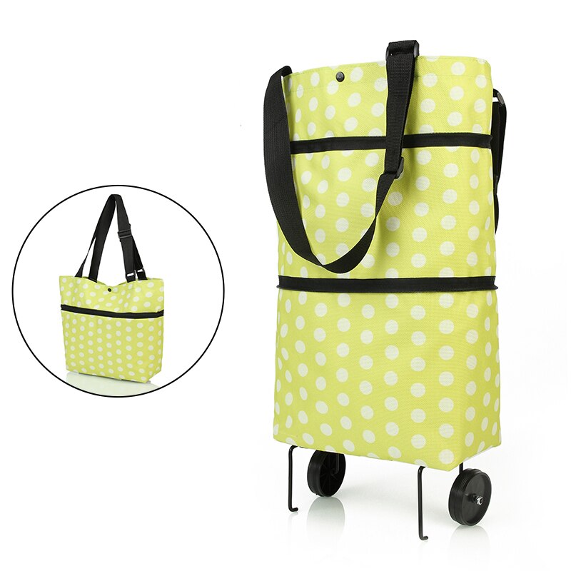 Folding Shopping Pull Cart Trolley Bag With Wheels Foldable Shopping Bags  Reusable Grocery Bags Food Organizer Vegetables Bag