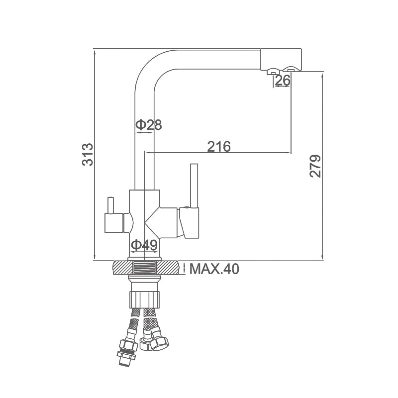 LEDEME Wasserfilter Wasserhähne Küchenarmaturen Mixer Trinkwasserfilter Mehrfarbig Küchenarmatur Waschbecken Wasserhahn Schwarz Weiß