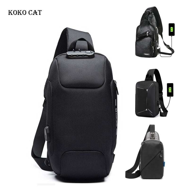 Male Anti-theft Shoulder Messenger Bags Multifunction Crossbody Bag for Men Waterproof Short Trip Chest Bag Pack Mochila Hombre