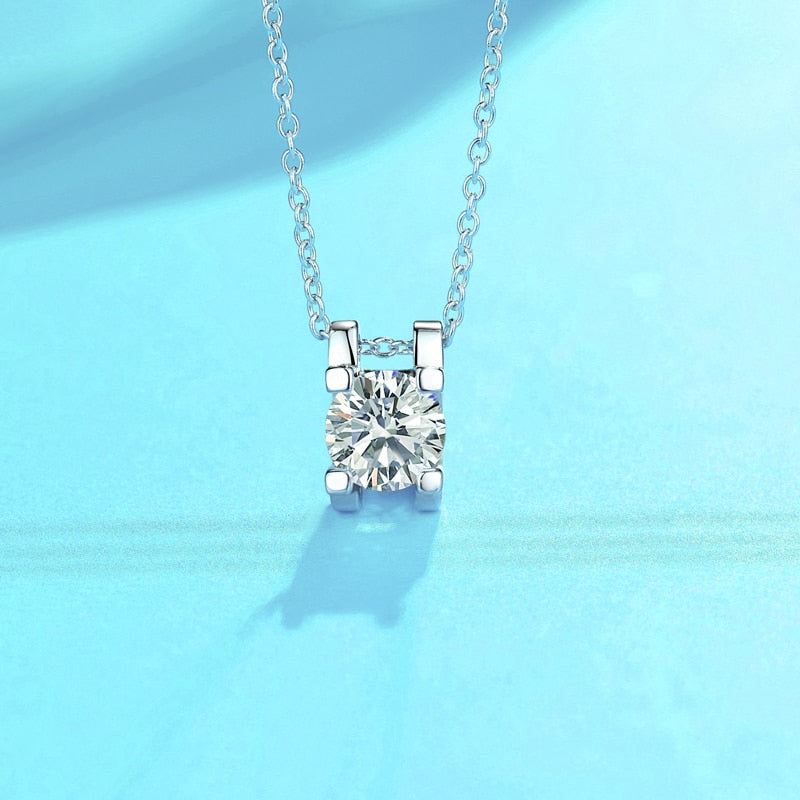 Collar de moissanita de GEM'S BALLET, joyería de plata de ley 925 para mujer, colgante de joyería de forma redonda, collar de diamante de moissanita