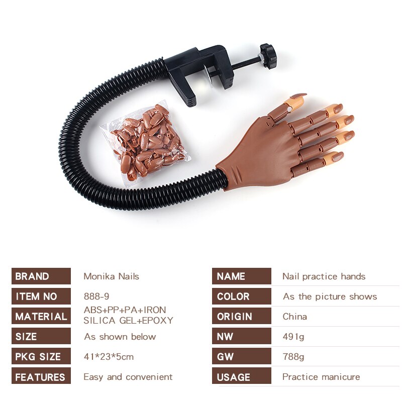Monika Prothetisches Handmodell für Nail Art Training Gefälschte Handübungen Malwerkzeug Maniküre Anfänger Übungsausrüstung