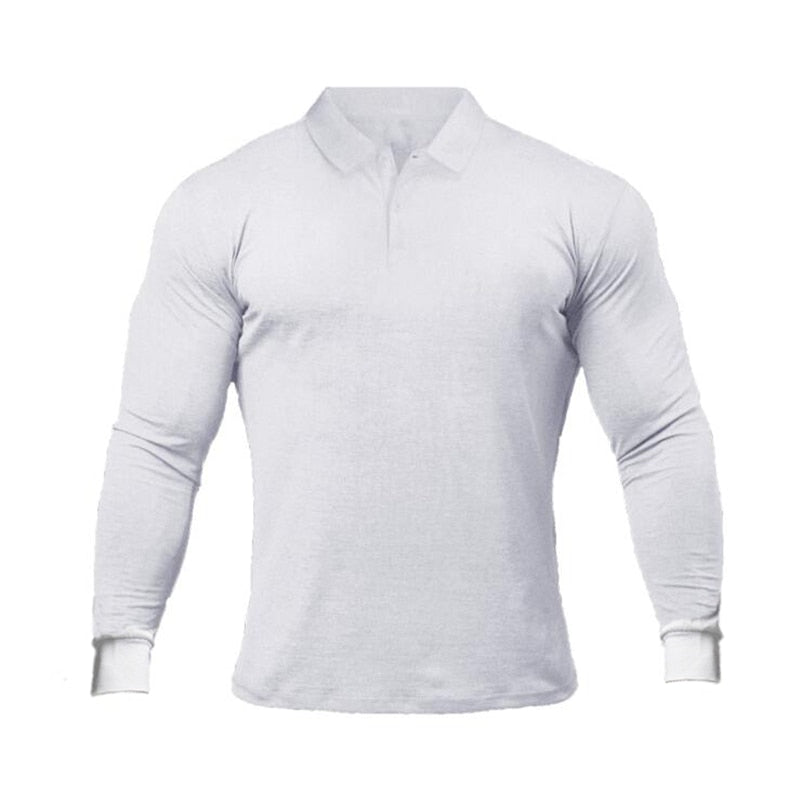 Polos de marca de manga larga para hombre de algodón sólido Fitness para hombre Slim Fit moda otoño transpirable Polo