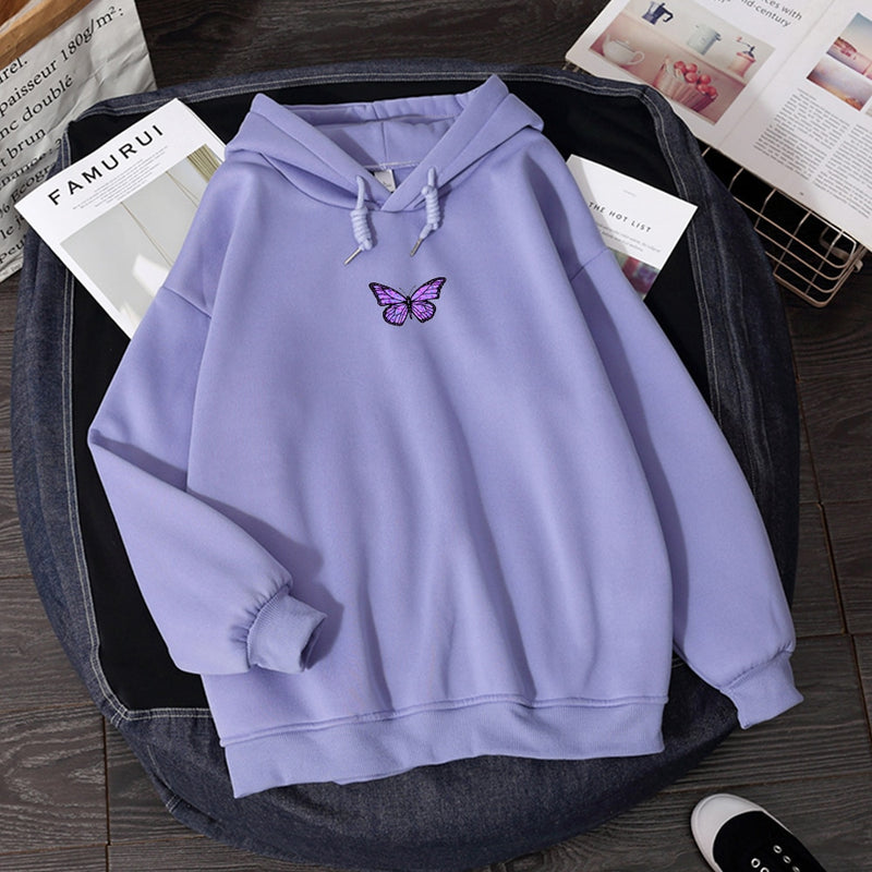 Damen Sweatshirts Hoody Butterfly HOODIE NEU 2020 Student's Vielseitiges Top Kpop Hiphop Sweatshirt Literarischer Vintage Kapuzenmantel