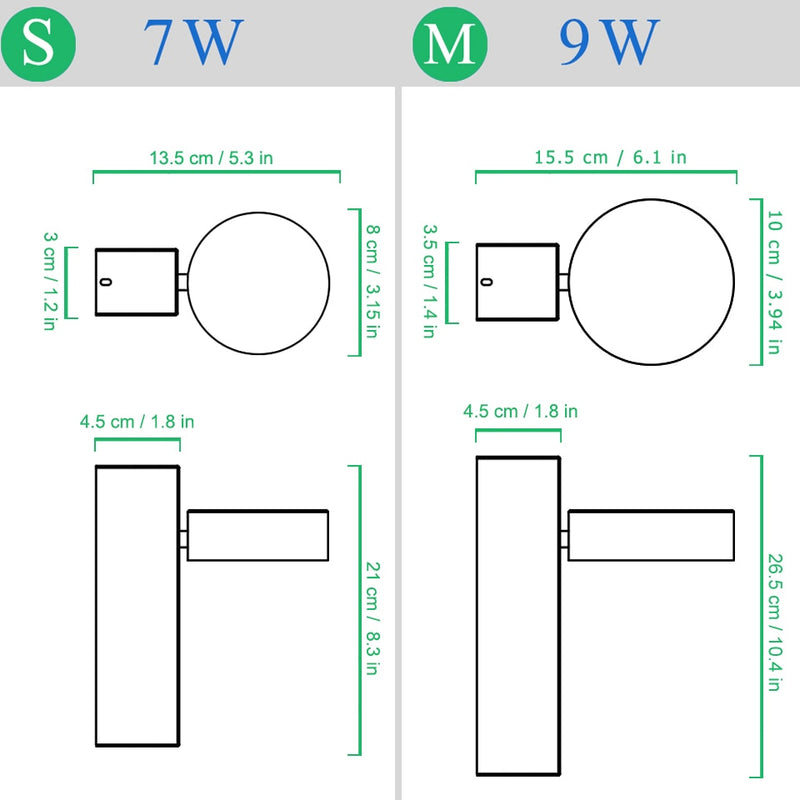 LED Wall Lamp with Switch 7W/9W Nordic Modern wall light bedroom living room  aisle study reading sconces black and white