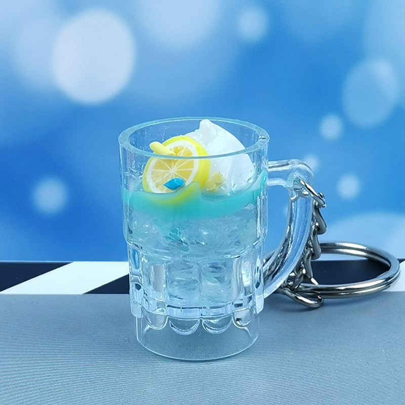 Acrylic Cute Simulation Mini Goblet Keychain Drink Fruit Juice Keyring Backpack Pendant Women Girl Men Key Chain Trinket Gift