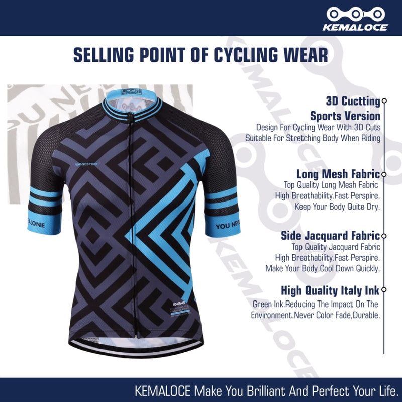 KEMALOCE Cycling Jersry Latest Full Sublimation Breathable Blue Comfortable Road Bike Wear Personalized China Men Cycling Shirt