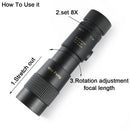 Maifeng 8-40x40 Telescopio monocular Compacto Zoom retráctil Impermeable Bak4 Profesional HD ED Glass con trípode Clip para teléfono