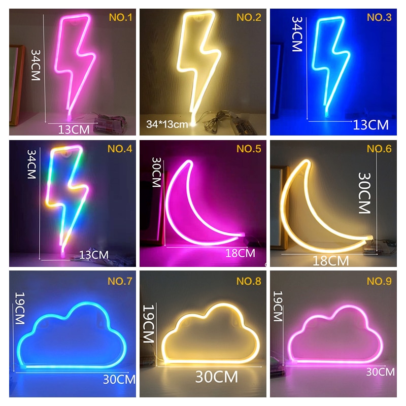 Led Neon Light Colorful Rainbow Art Sign Hanging Night Lamp For Home Party Wedding Bedroom Decoration Xmas Gift Neon Lamp