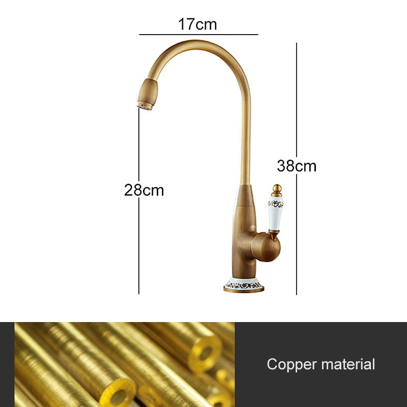 Kitchen Faucets Antique Bronze Faucet for Kitchen Mixer Tap With Ceramic Crane Cold And Hot Kitchen Sink Tap Water Mixers 7513