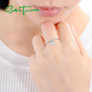 SANTUZZA Silver Ring For Women 925 Sterling Silver Heart Female Rings Rose Gold Color Cubic Zirconia Ring Set  Fashion Jewelry