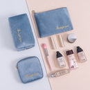 PURDORED 3 Pcs/set Velvet Cosmetic Bag Set Solid Women Makeup Bag Organizer Travel Toiletry Wash Bag Kit Neceser Kosmetyczka