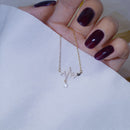 14K Real Gold Fashion Design Signal Fluctuation Shape Necklace Micro Inlay Zircon Women Choker Koyle Jewelry Pendant Gfit