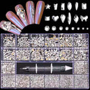 21 Grids Crystals Diamonds Nail Rhinestones Set 3100pcs FlatBack Rhinestones Kit Sparkling Nail Art With 1 Pen For Decorations