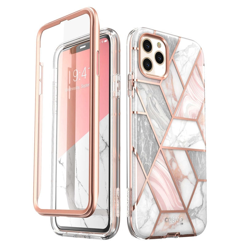 i-Blason Für iPhone 11 Pro Max Hülle 6,5 Zoll (2019) Cosmo Ganzkörper-Glitter-Marmor-Stoßstangenhülle mit integrierter Displayschutzfolie