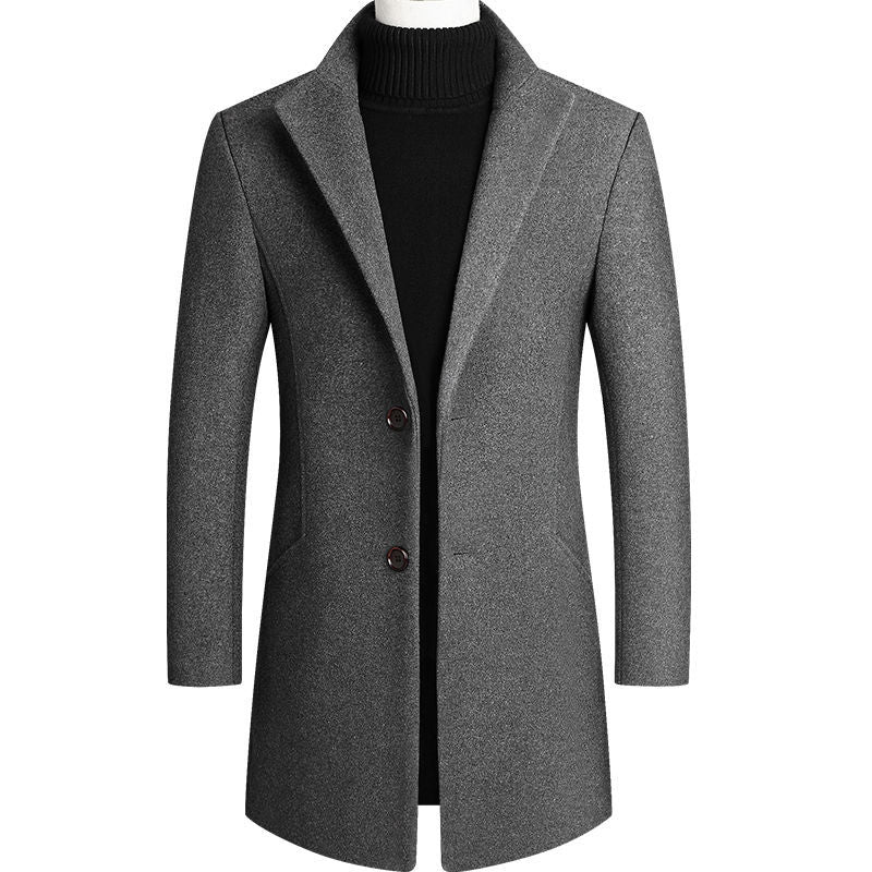 Thoshine Brand Autumn Winter 30% Wool Men Woolen Coats Turn Down Collar Male Fashion Wool Blend Jackets Outerwear Casual Trench