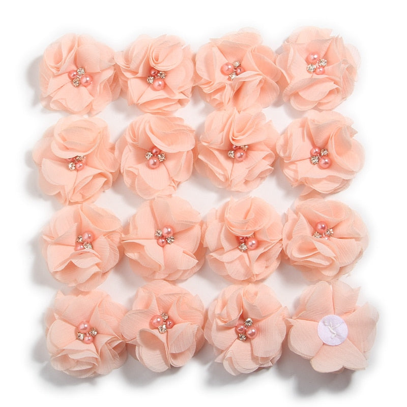240 STÜCKE 5,5 cm 2 "Perlen Cluster Strass Mitte Chiffon Haar Blume Hand Nähen Blume Boutique Für Baby Stirnbänder