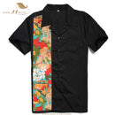 SISHION L-2XL Camisa de hombre ST110 Manga corta Negro Rojo Rockabilly Algodón Casual Camisas de bolos para hombres camisa masculina