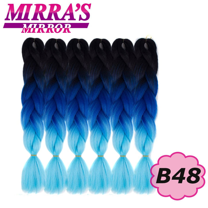 24 Zoll Jumbo Braids Synthetisches Haar für Box Braid Ombre Braiding Hair Extensions Three Tone Schwarz Braun Blau Pink Mirra's Mirror