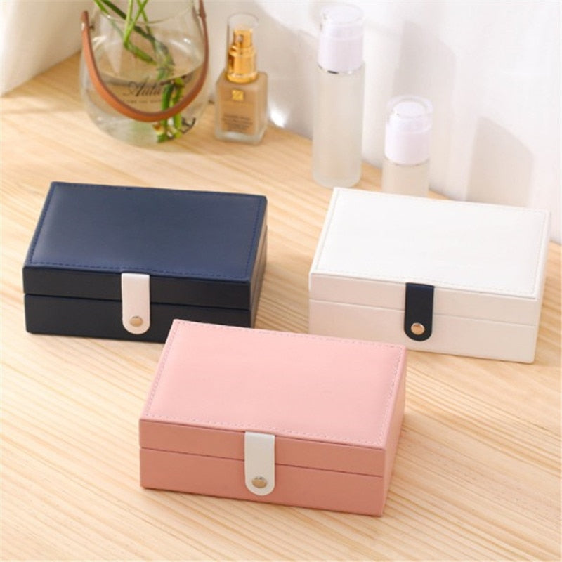 WE Lady PU Leather Universal Jewelry Organizer Display Travel Jewelry Case Boxes Portable Jewelry Box Button Leather Storage