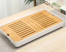 Bamboo Tea Tray Solid Bamboo Tea Board Kung Fu Tea Set with Drain Rack Tools Tea Serving Teapot Tray Set Teal Kitchen Accessorie