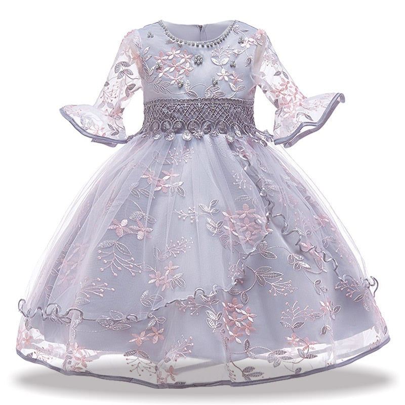 2023 Flower Embroidery Bridesmaid Dress For Girls Children Clothing Kids Wedding Party Princess Dresses Gown Costume 8 10 Years