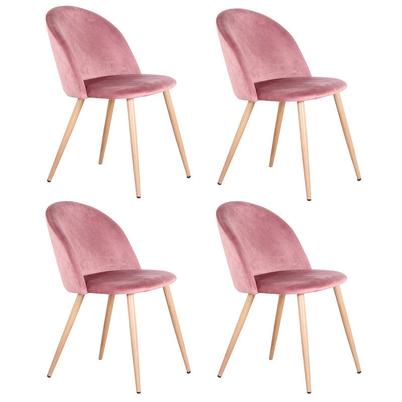 Un juego de 4 sillas de comedor con terciopelo suave y patas de metal adecuadas para cocina, comedor, sala de estar (rosa/verde/azul))