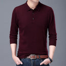 6% Wolle 2022 Hochwertige Designer Neue Modemarke Einfarbig Beiläufiges Japanisches Poloshirt Männer Langarmshirts Herrenbekleidung