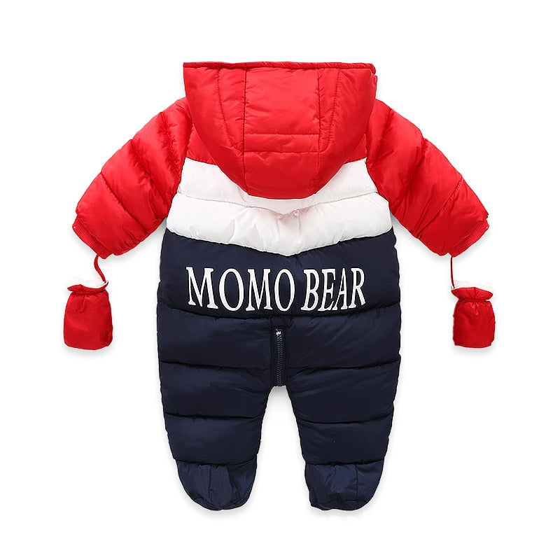 IYEAL Newborn Baby Snowsuit Children Infant Winter Coat Warm Liner Hooded Zipper Jumpsuit Boys Girls Duck Down Outwear Overalls