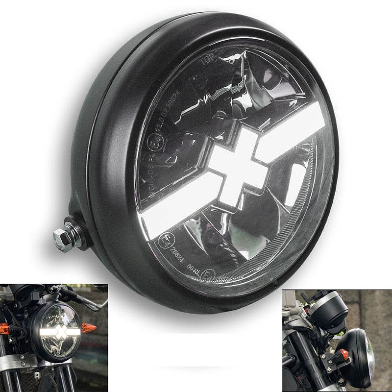 6 inch Universal Motorcycle Modification Headlamp X-type LED Headlight Superbright Headlamp