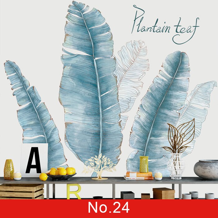 24 styles Plants Series Wall Stickers for Living room Bedroom Green Leaves Removable Wall Decals Vinyl DIY Eco-friendly Murals